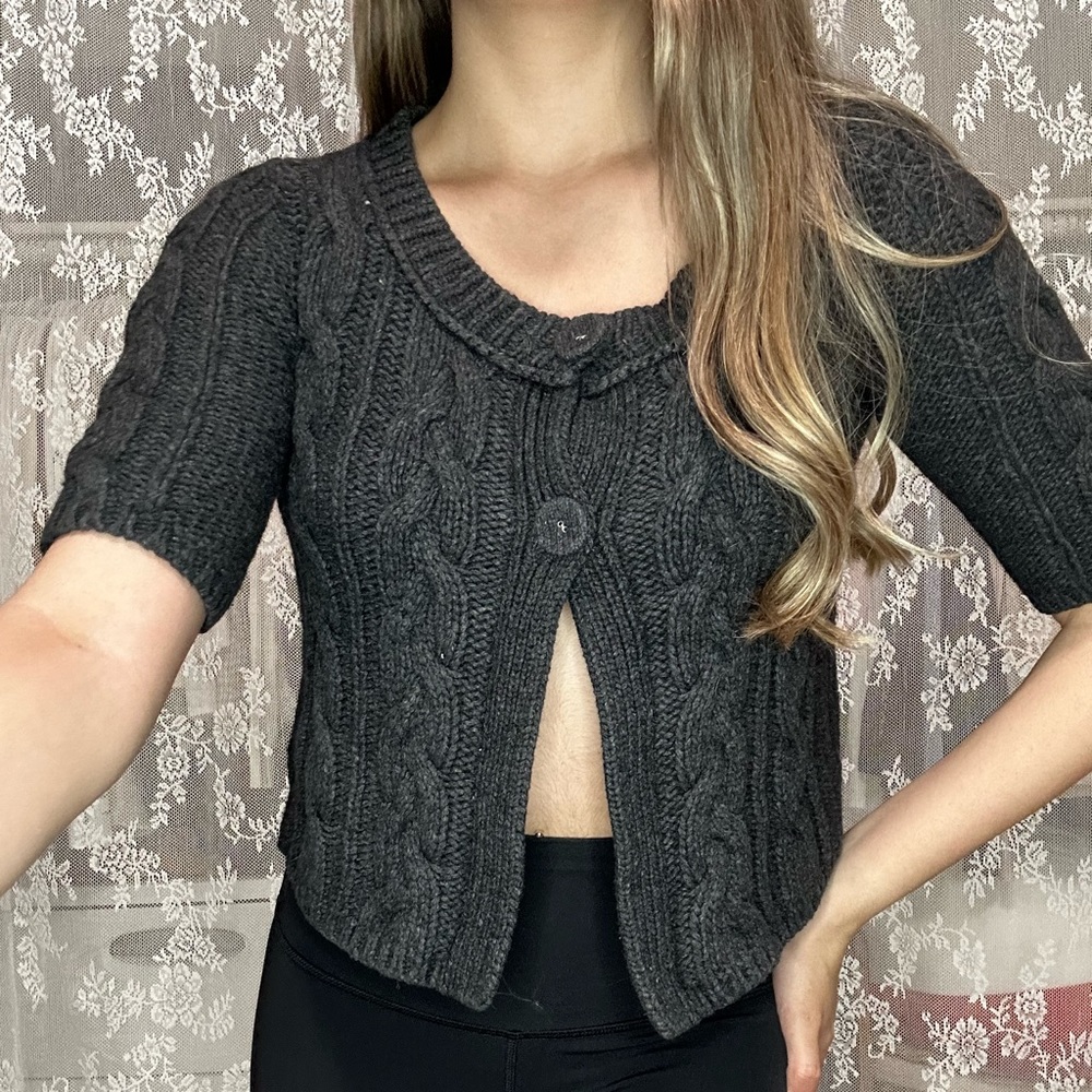 ♡ Vintage American Eagle Outfitters Crop Sleeve Babydoll Cardigan ♡